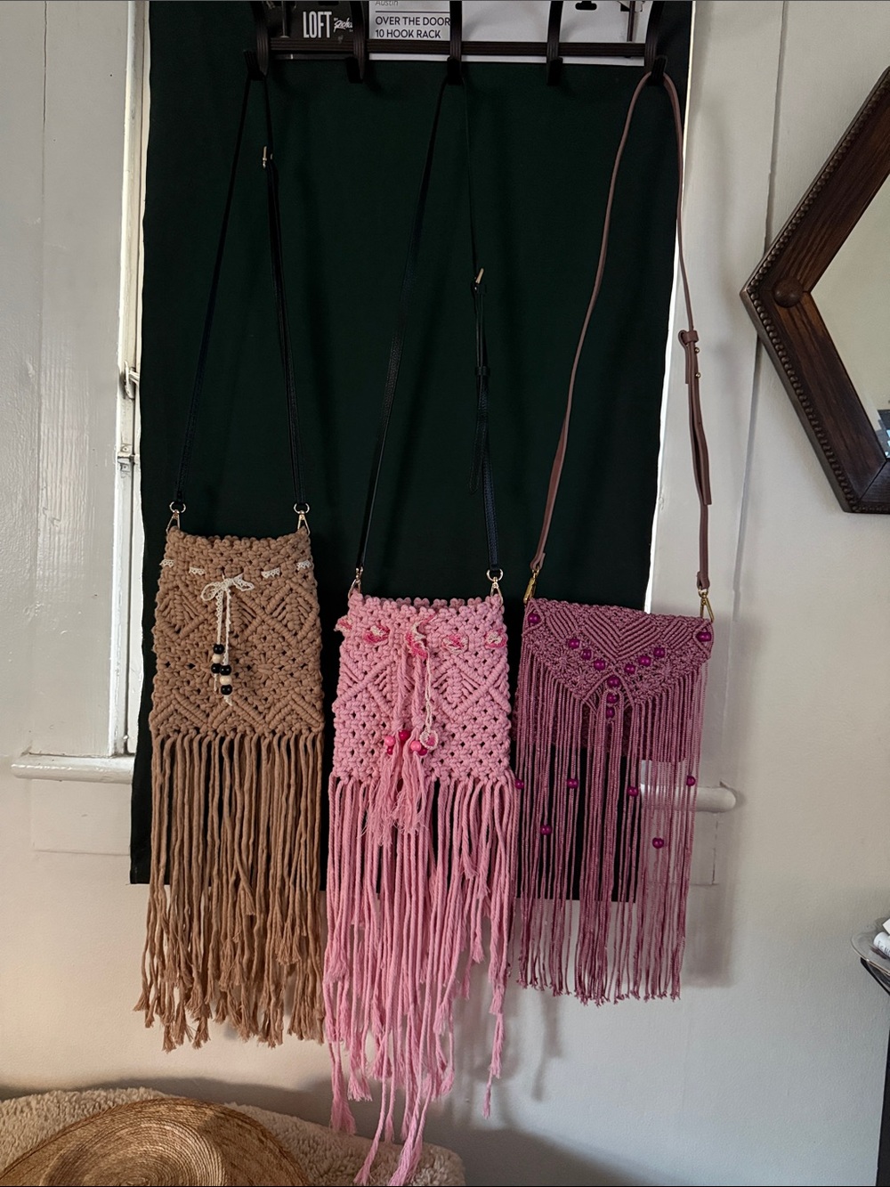 Boho Handwoven Macramé Crossbody Bag - Tan - Picture 15 of 15